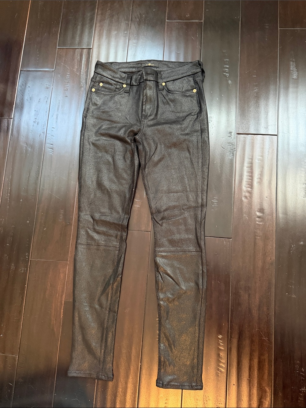 7 For All Mankind Black Shimmery Skinny Jeans
